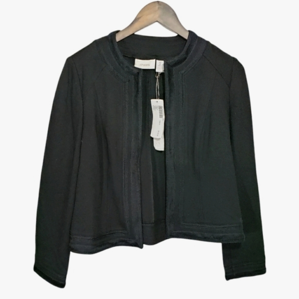 Chico's Black Elegant Ponte Laria Jacket Women's Size XS NWT